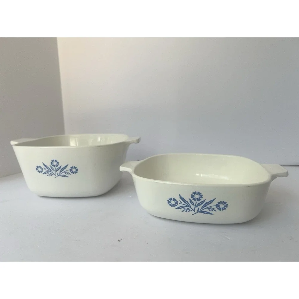 Vintage Corning Ware Blue Cornflower P-1-B 1 Qt & P-1‎ 3/4-B 1 3/4 Qt No Lids